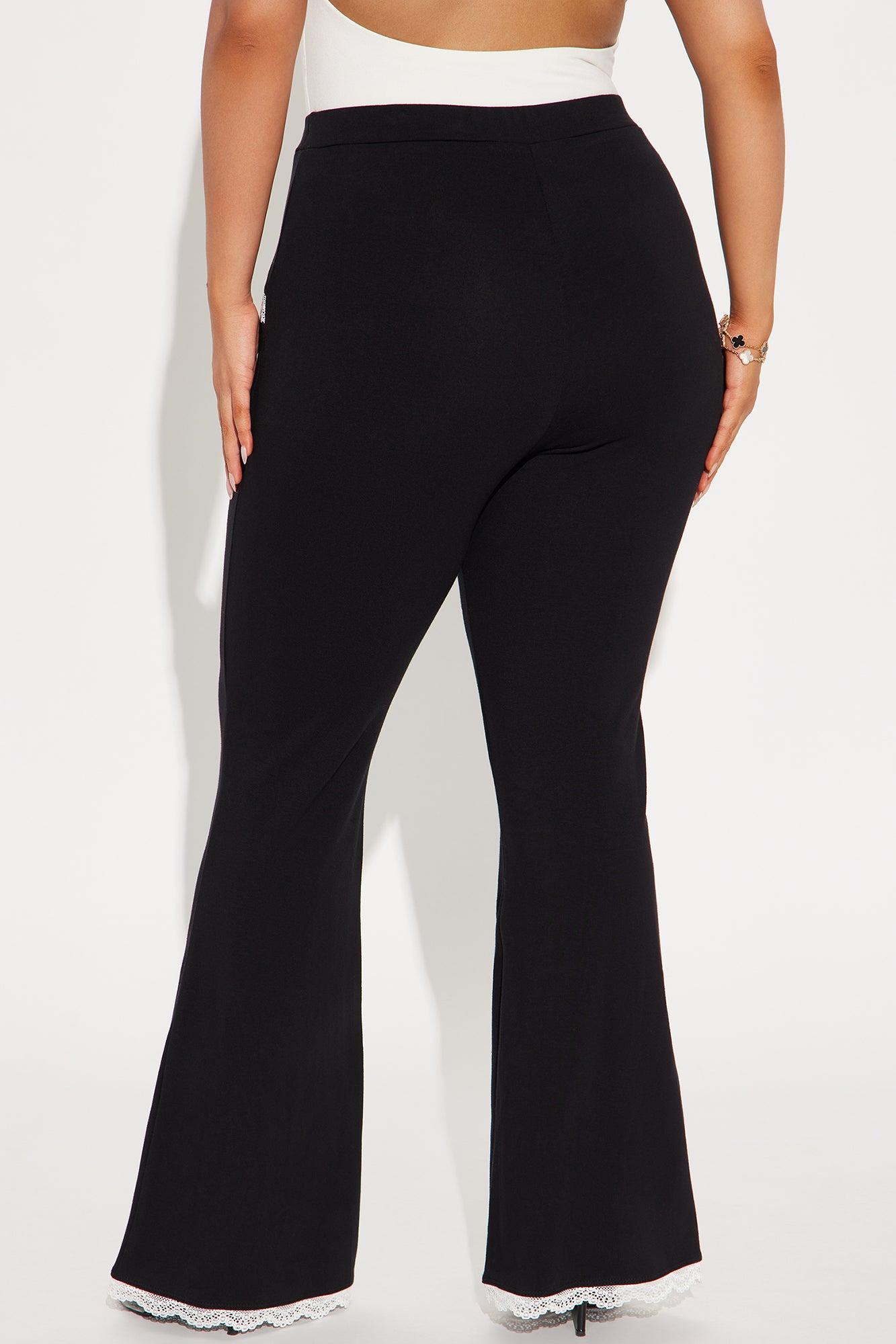Bella Lace Trim Flare Pant - Black Product Image
