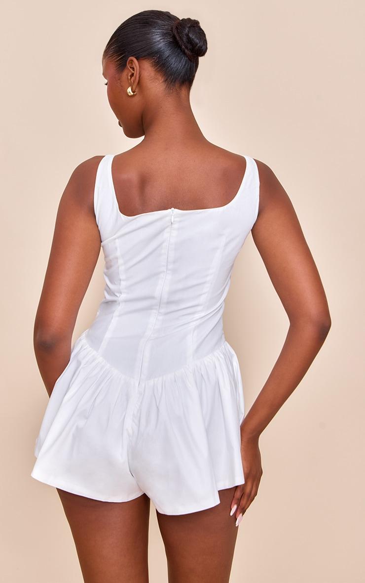 White Woven Corset Detail Floaty Romper Product Image