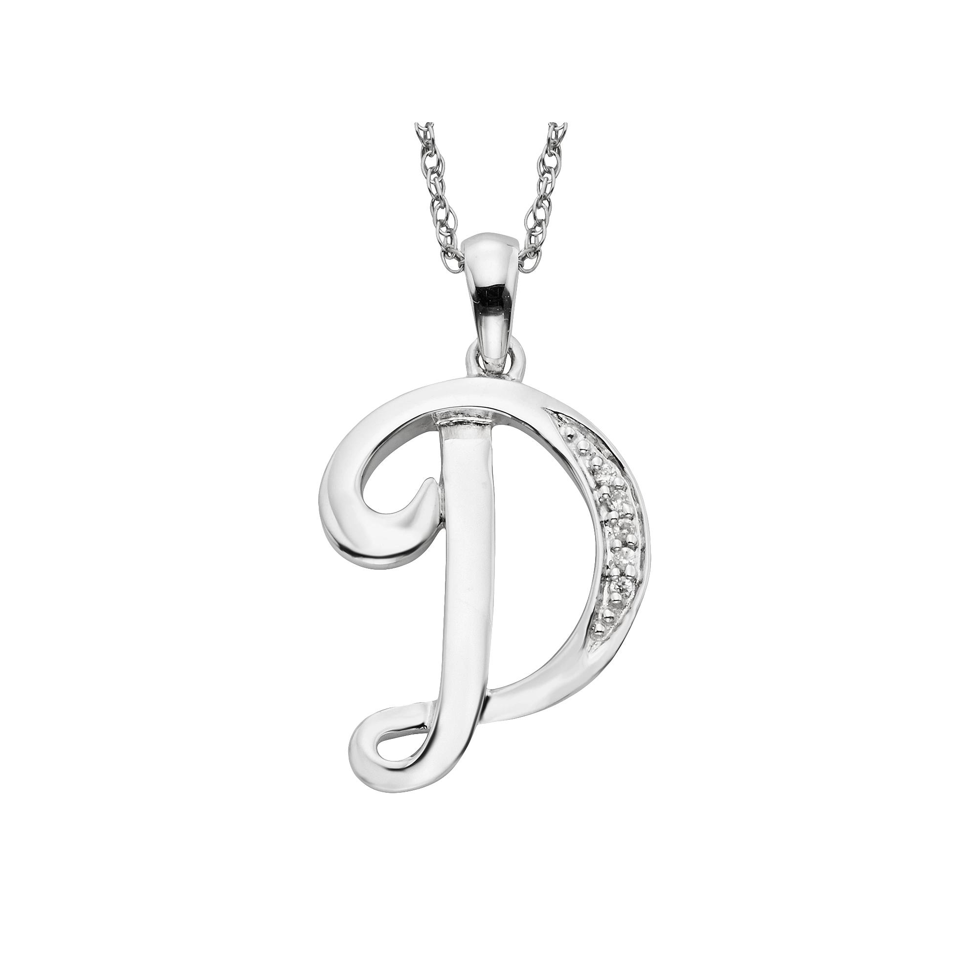 Sterling Silver Diamond Accent Initial Pendant, Women's,  Product Image
