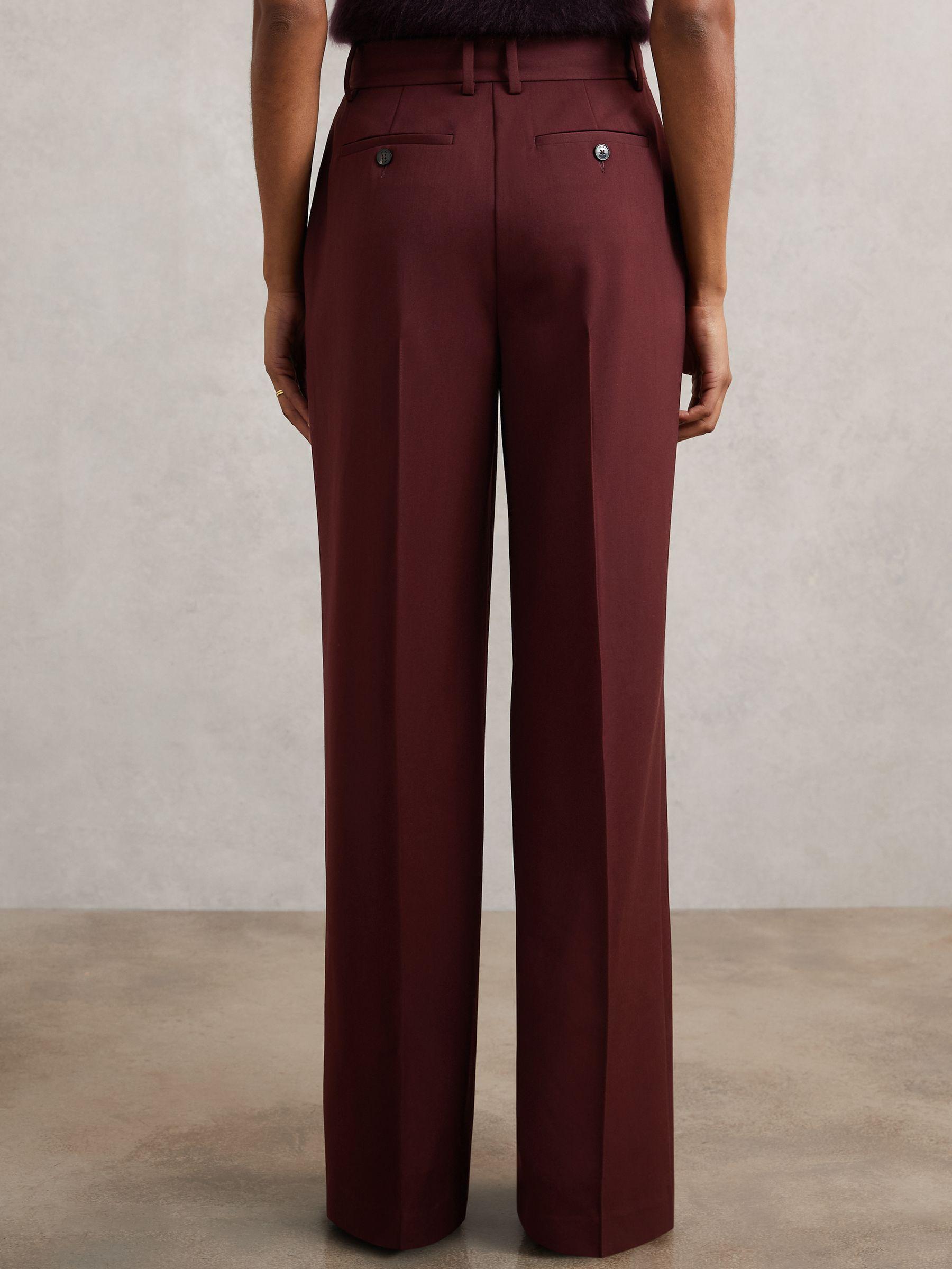Petite Wide-Leg Pintuck Trousers in Burgundy Product Image