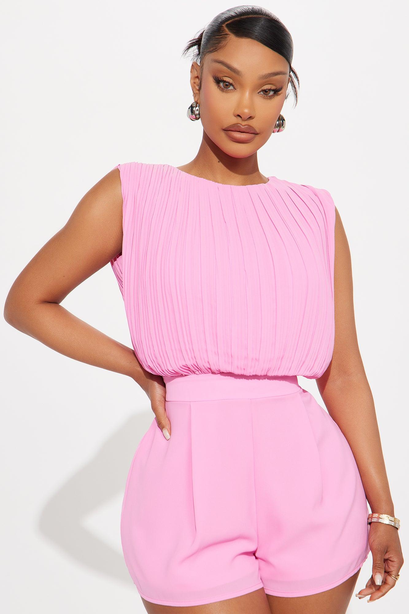 Florentine Chiffon Romper - Pink Product Image