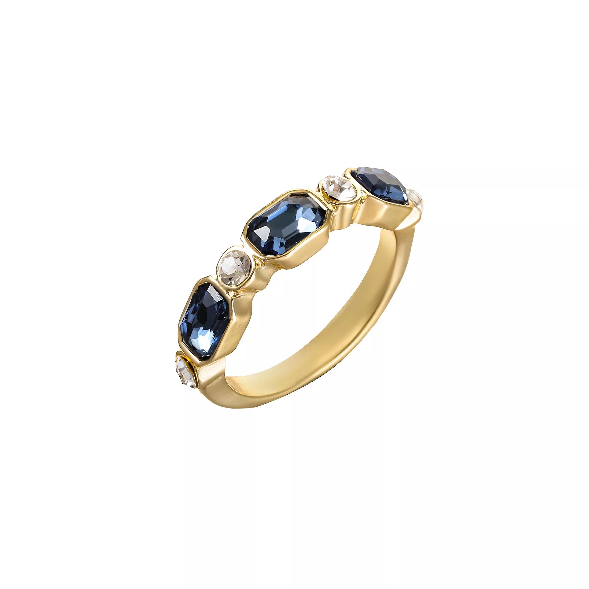 City Luxe Gold Tone Blue & Clear Crystal Ring, Women's, Size: 8, September Product Image