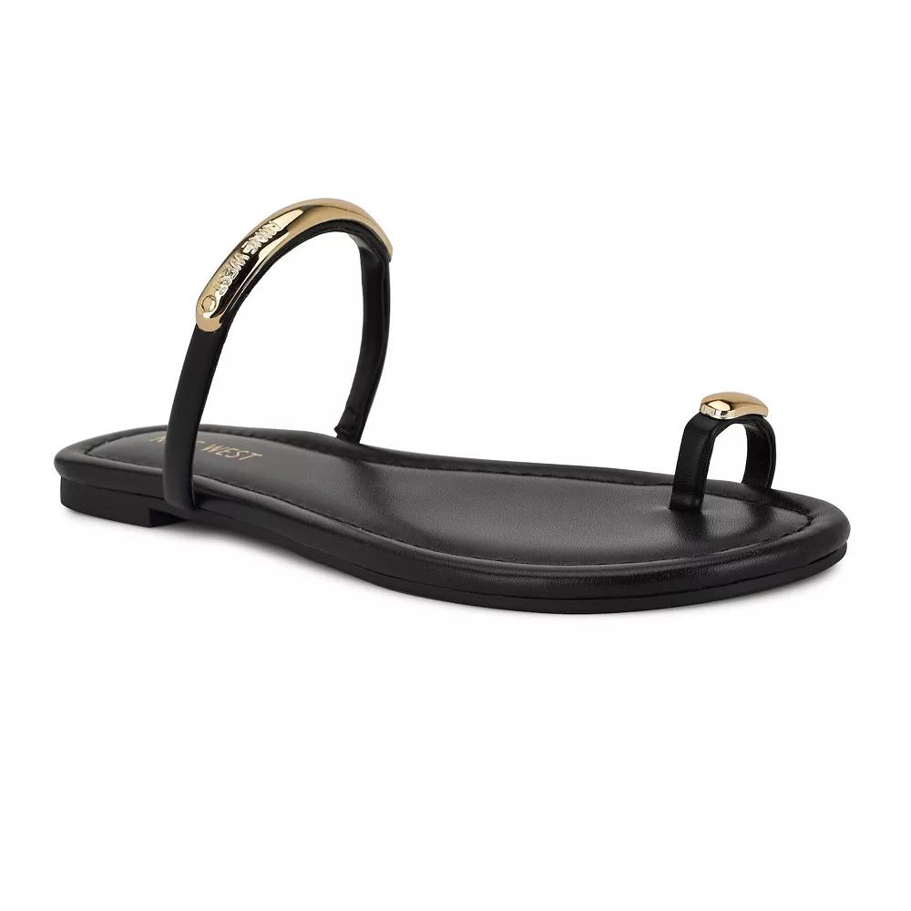 Nine West Balon Women's Slip-On Open Toe Flat Sandals, Size: 9.5, Black Team Product Image