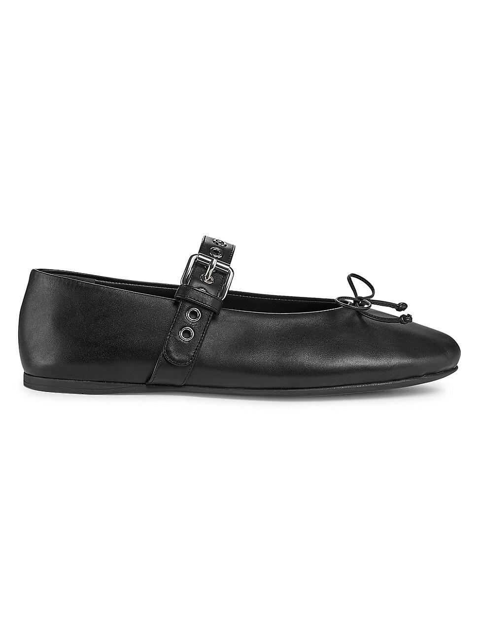 Womens Mary Jane Leather Ballerina Flats Product Image