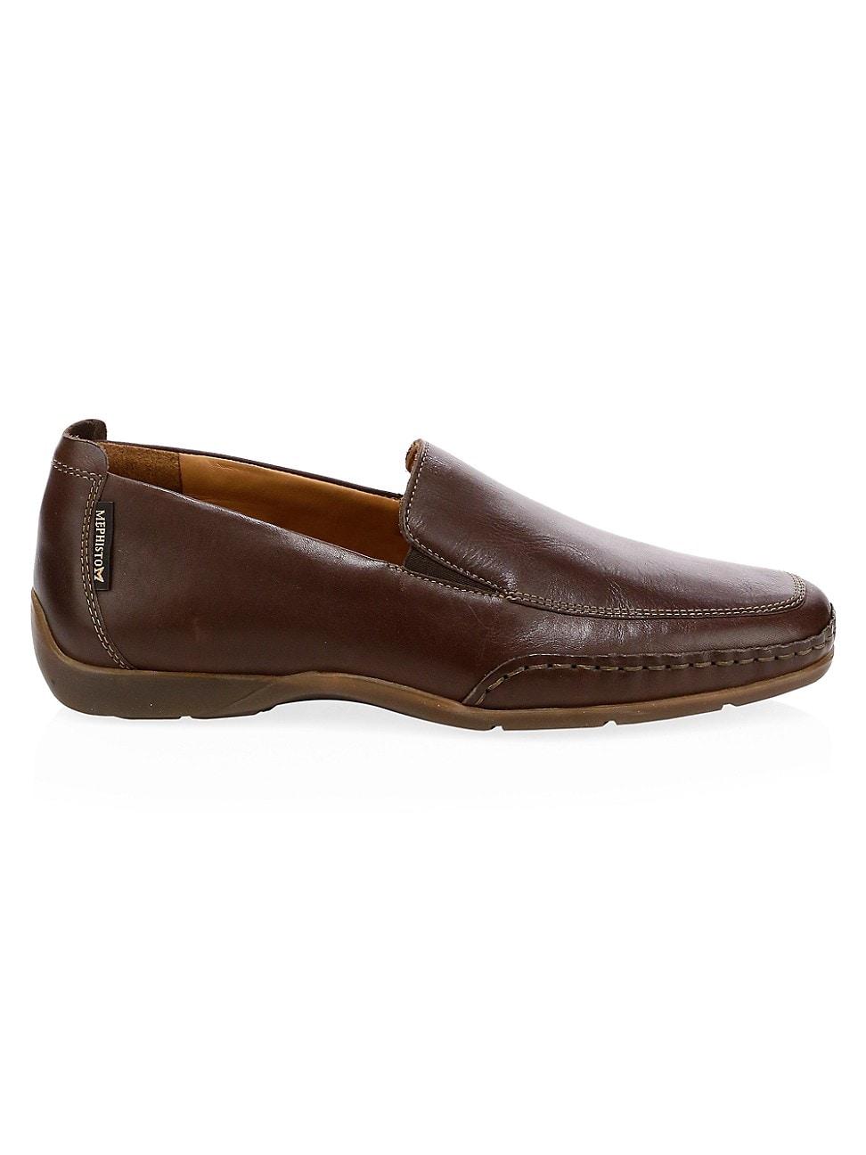 Mens Square Toe Leather Loafers Product Image