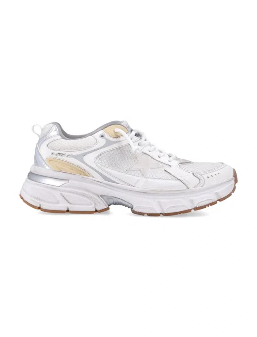 GOLDEN GOOSE Lightstar Leather Net And Suede Upper Sneakers With Tpu Star Net Heel In White Product Image