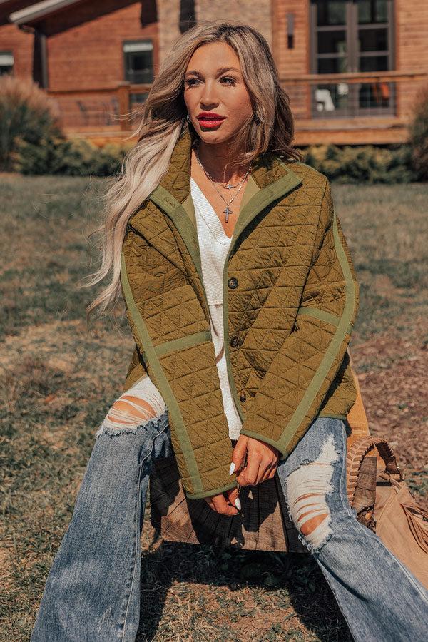 Bonfire Nights Quilted Jacket in Olive Product Image