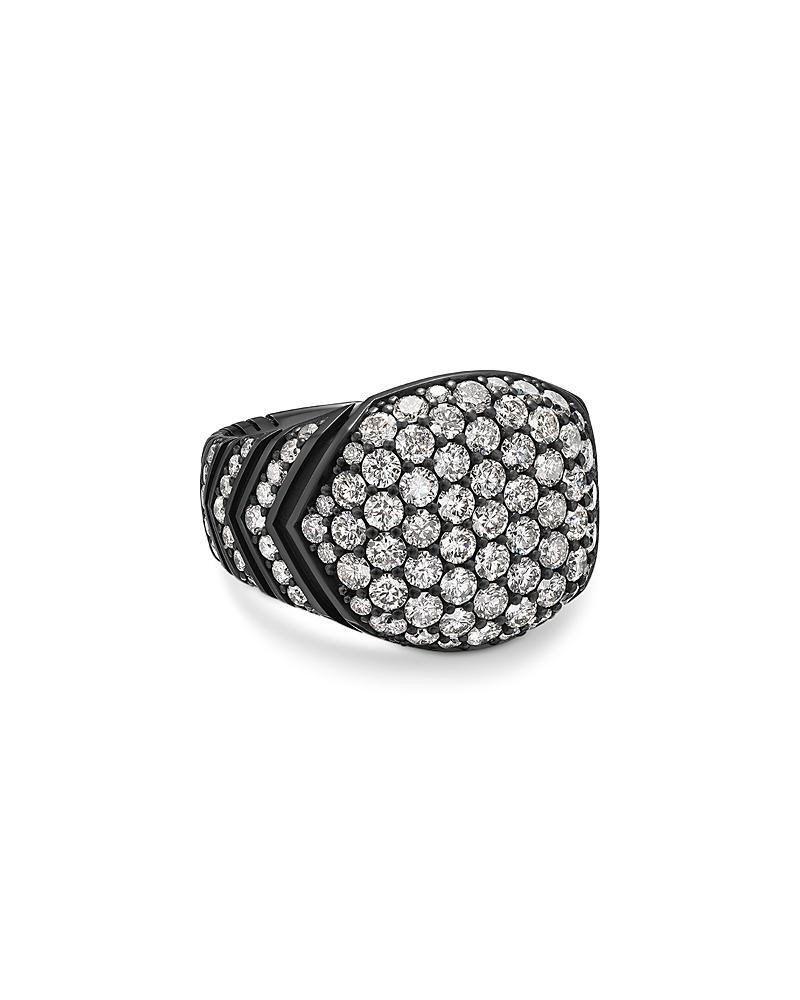 Mens Chevron Signet Ring in Black Titanium Product Image
