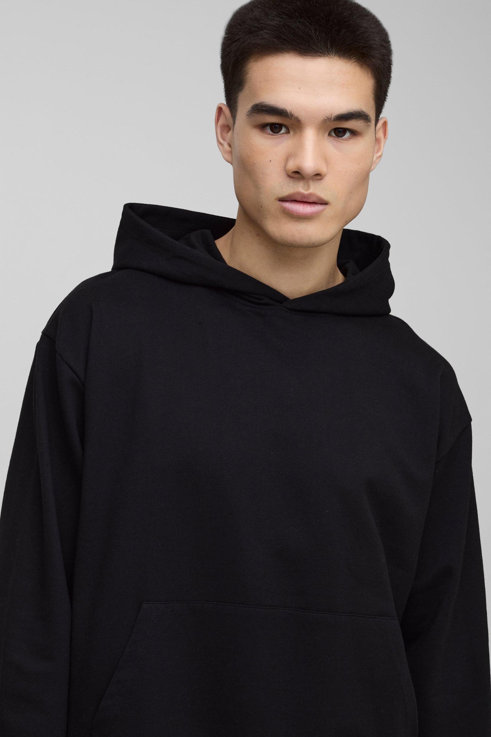 260GSM Loopback Basic Oversized Boxy Hoodie | boohooMAN USA Product Image