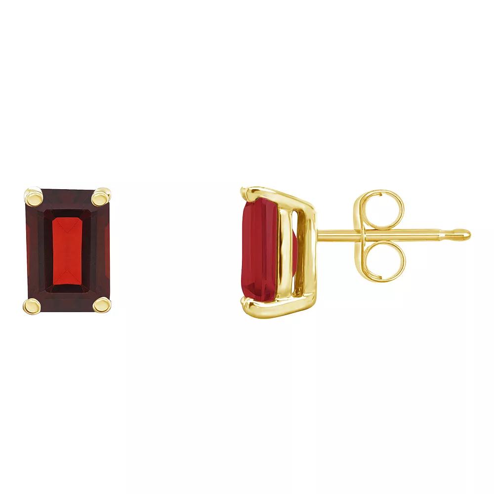 Celebration Gems 14k Gold Emerald Cut Garnet Stud Earrings, Women's Product Image
