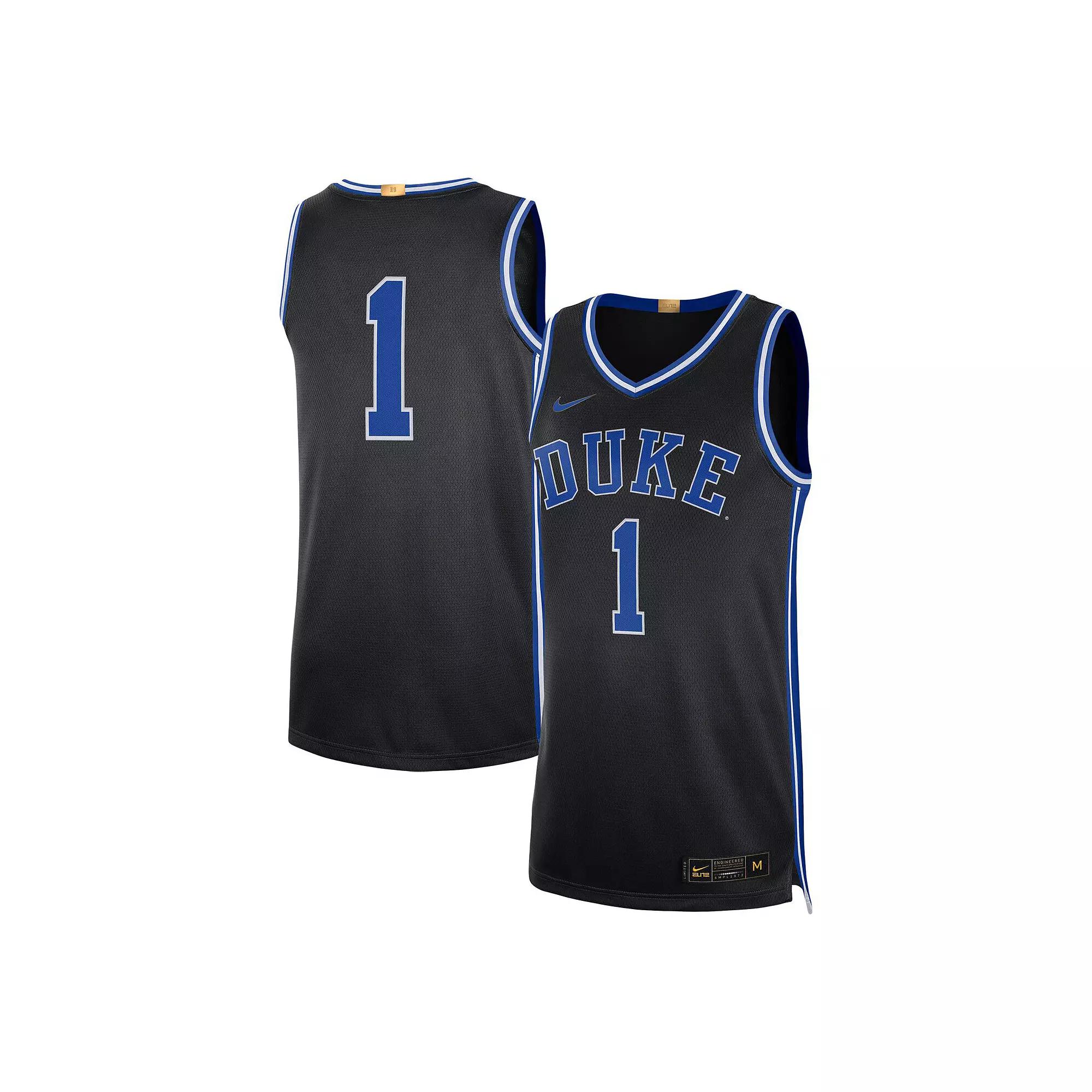 Men's Jordan Brand #1 Black Duke Blue Devils Limited Authentic Jersey, Size: Small Product Image
