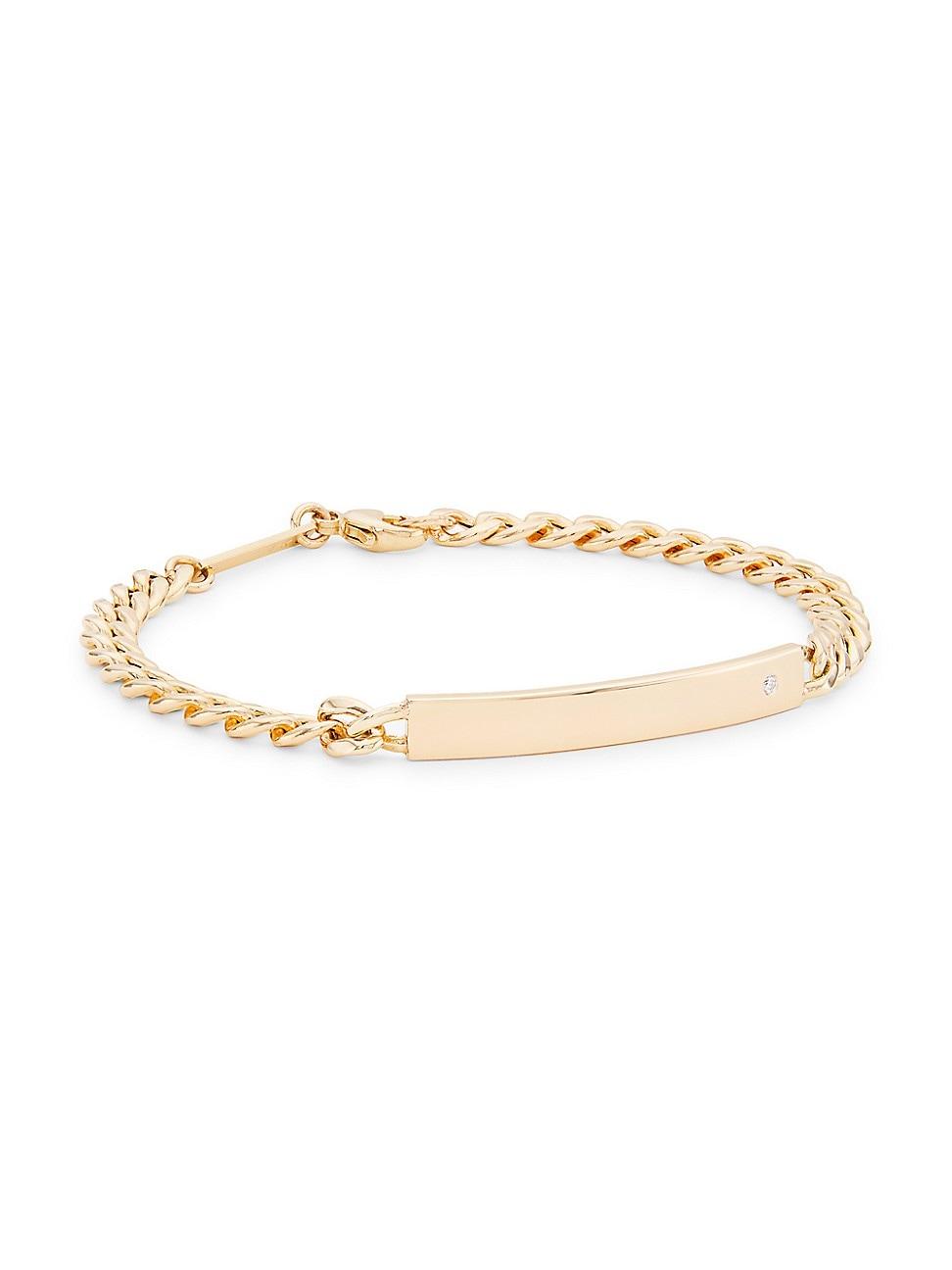 Womens Identity 14K-Yellow-Gold & 0.015 TCW Diamond Chain Bracelet Product Image