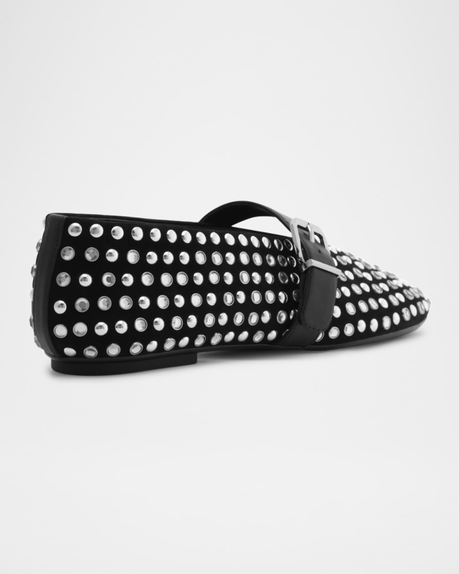 Eiza Glam Studded Suede Buckle Flats Product Image