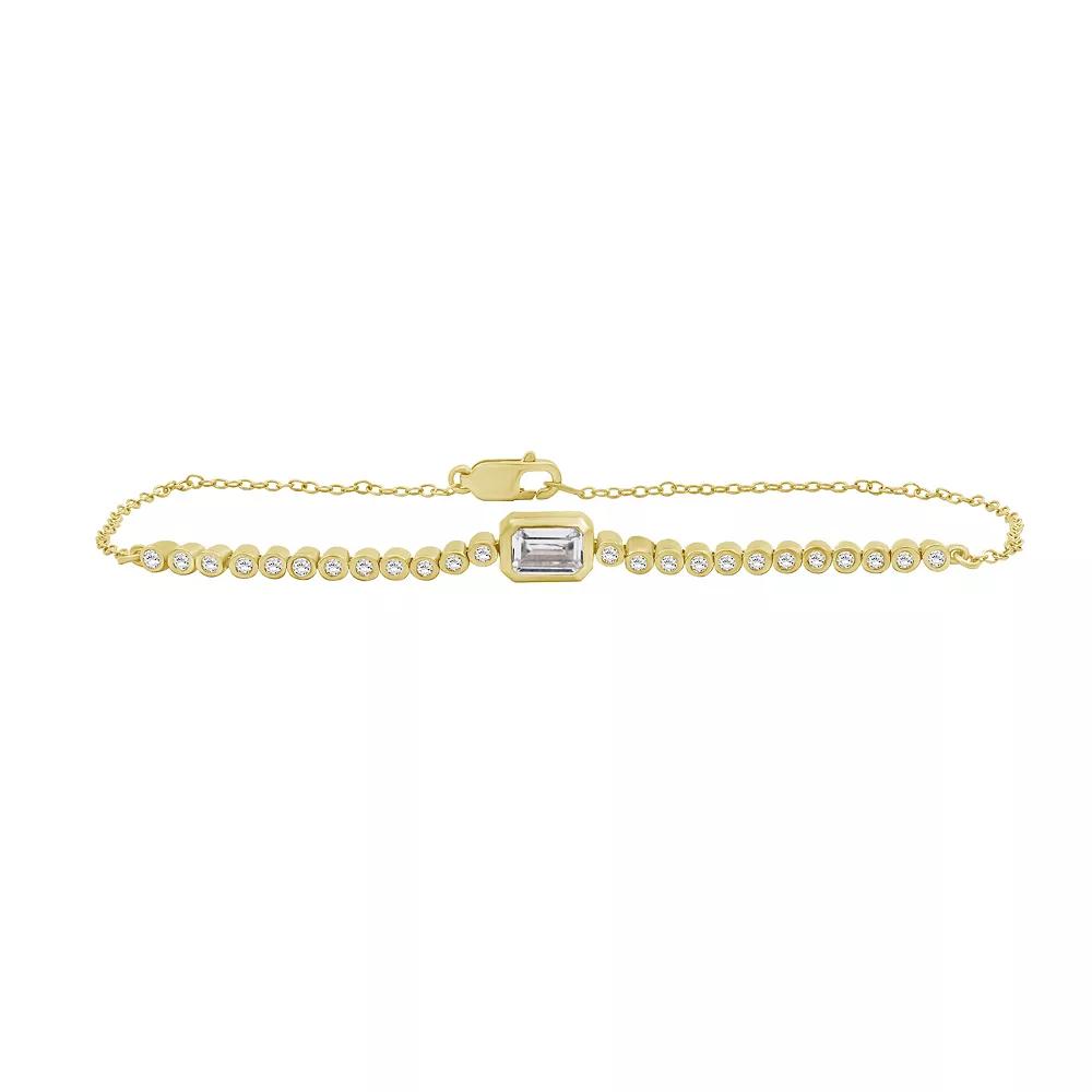 Jewelexcess Gold Tone Over Silver Lab-Created Gemstone & Lab-Created White Sapphire Bracelet, Women's, Size: 7.5", Cr White Blue Product Image