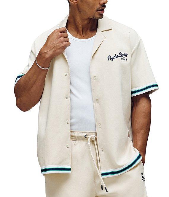 Psycho Bunny Basil Taped Short Sleeve Woven Camp Shirt Product Image