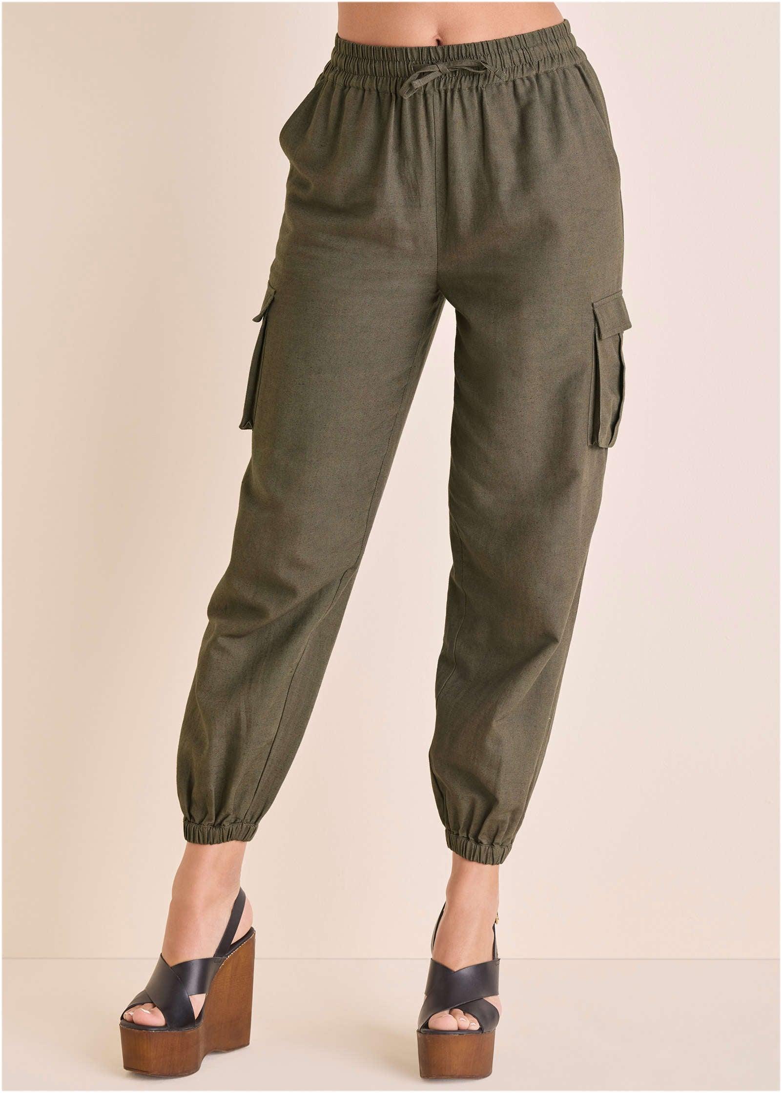 Linen Cargo Jogger - Brown Product Image