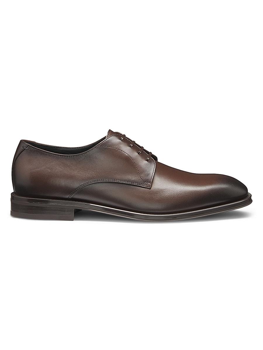 Mens Leather Derby Shoes with Stitching Details Product Image