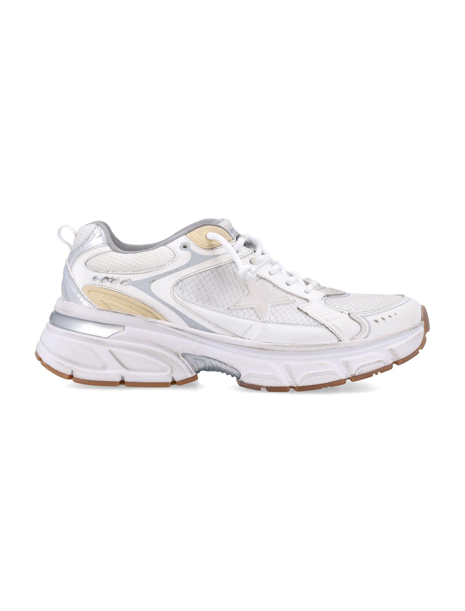 GOLDEN GOOSE Lightstar Leather Net And Suede Upper Sneakers With Tpu Star Net Heel In White Product Image
