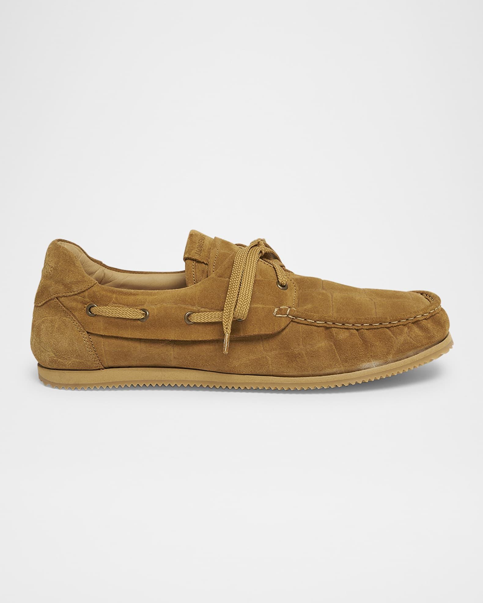 Men's Les Batto Croc-Embossed Suede Boat Shoes Product Image