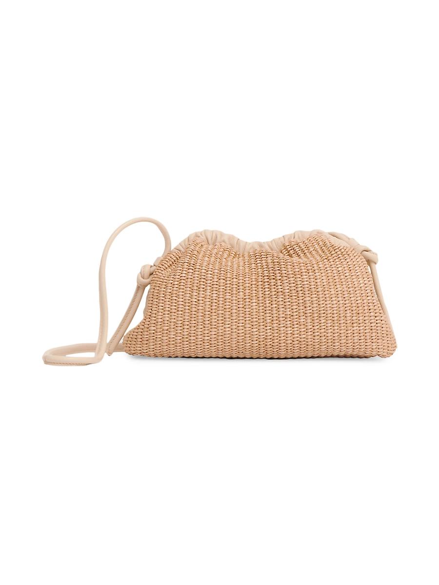 Womens Mini Cloud Raffia & Leather Clutch Product Image