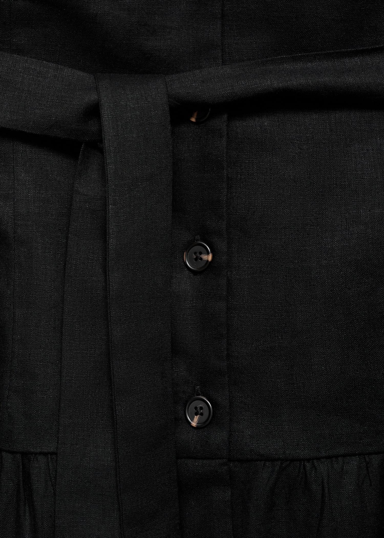 Linen midi-dress with belt - Women | MANGO USA Product Image