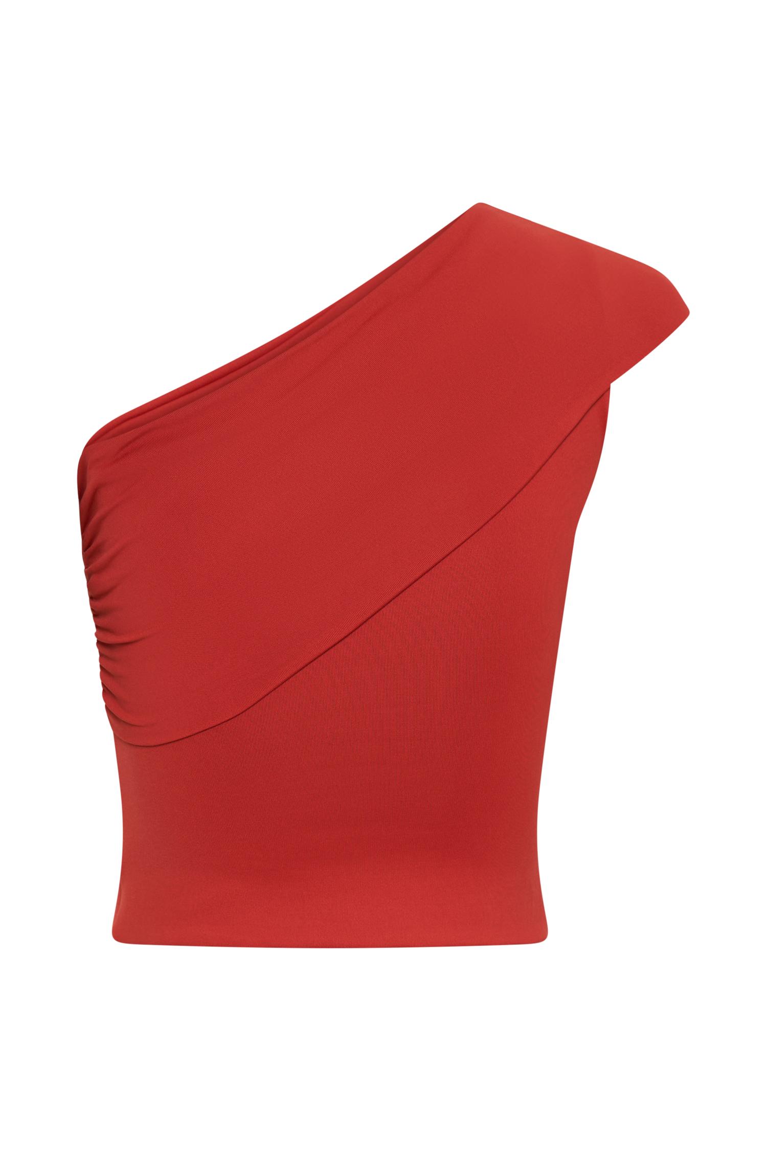 Solene One Shoulder Recycled Nylon Twist Top - Ruby Product Image