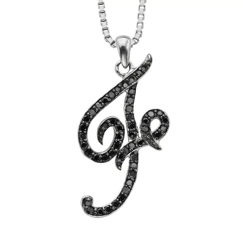Jewelexcess Sterling Silver 1/4-ct. T.W. Black Diamond Initial Pendant, Women's,  Product Image