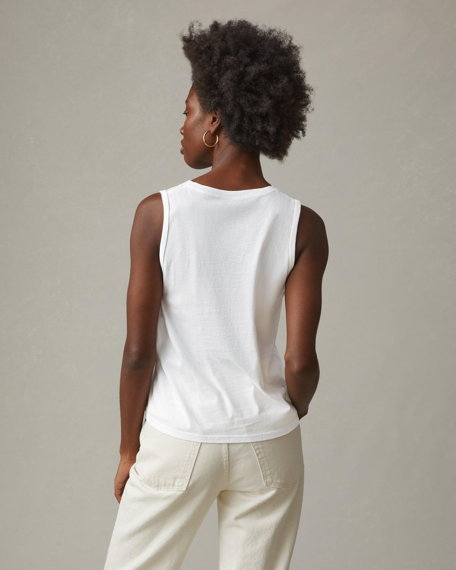 Women's Classic Cotton V-Neck Tank - White Female Product Image