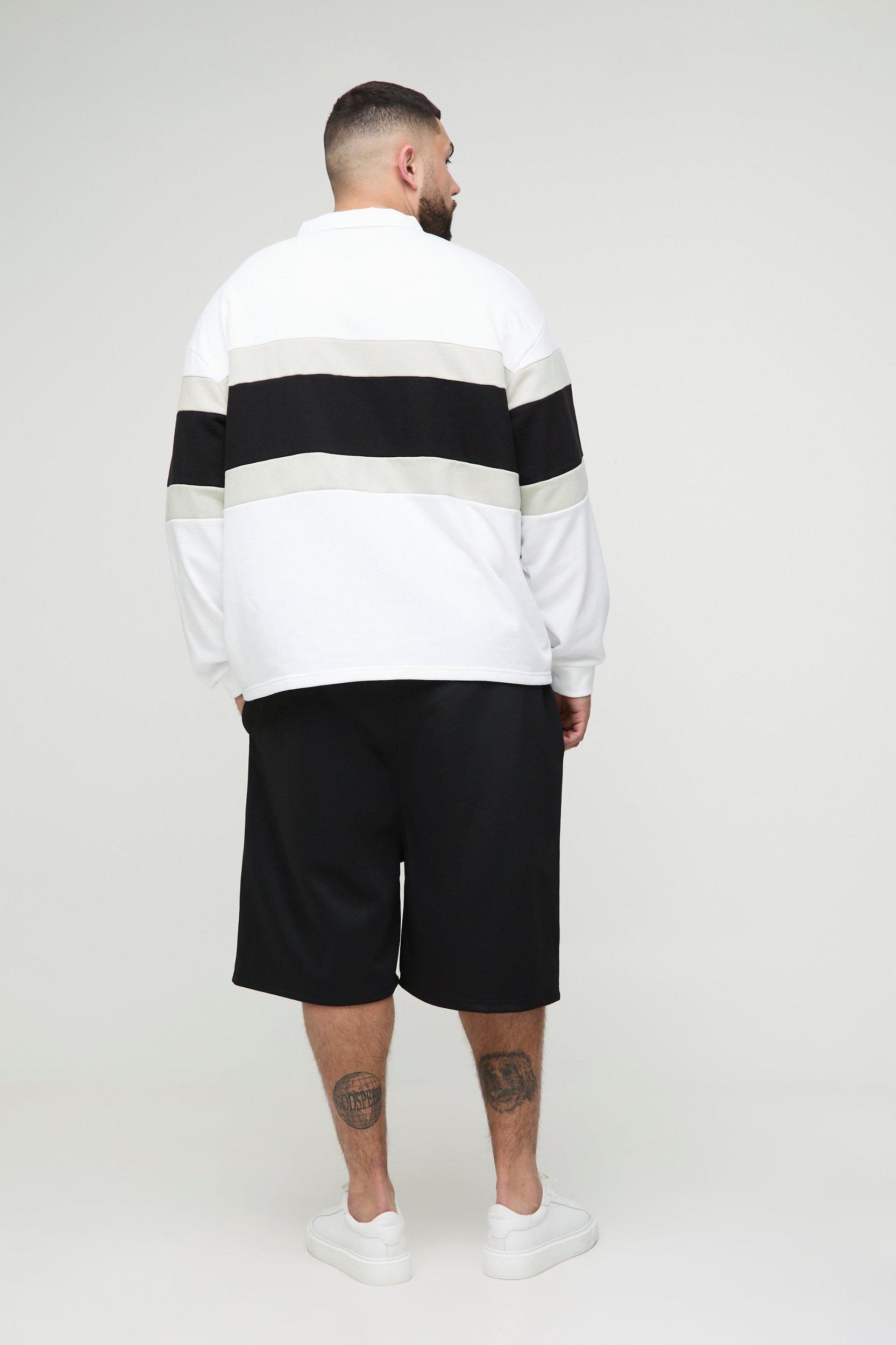 Plus Oversized Pintuck Dropped Crotch Scuba Shorts | boohooMAN USA Product Image