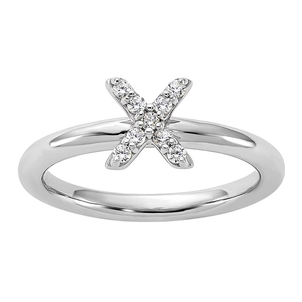 Stacks & Stones Sterling Silver Cubic Zirconia "X" Ring, Women's, Size: 8 Product Image