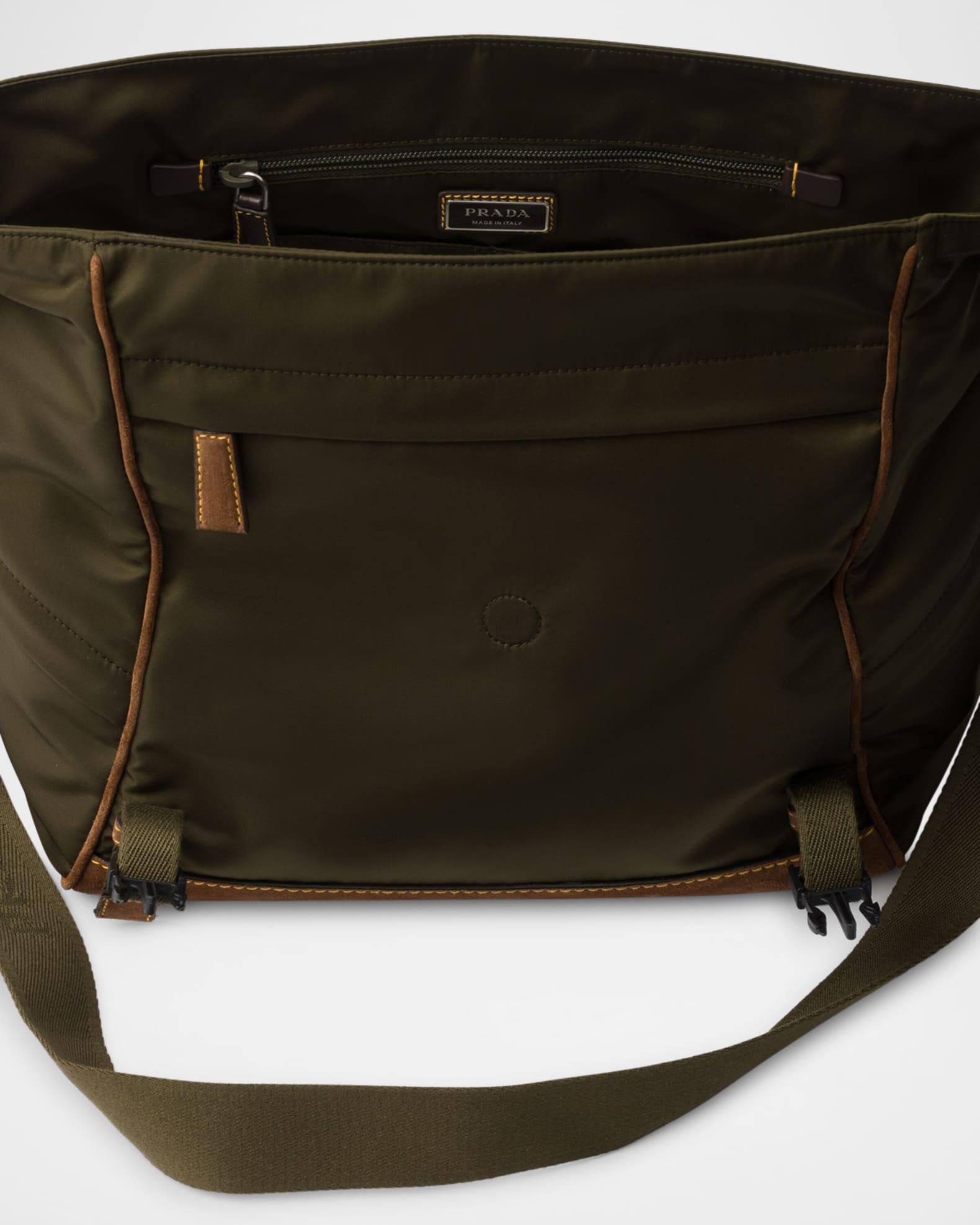 Large Suede-Trim Re-Nylon Shoulder Bag Product Image