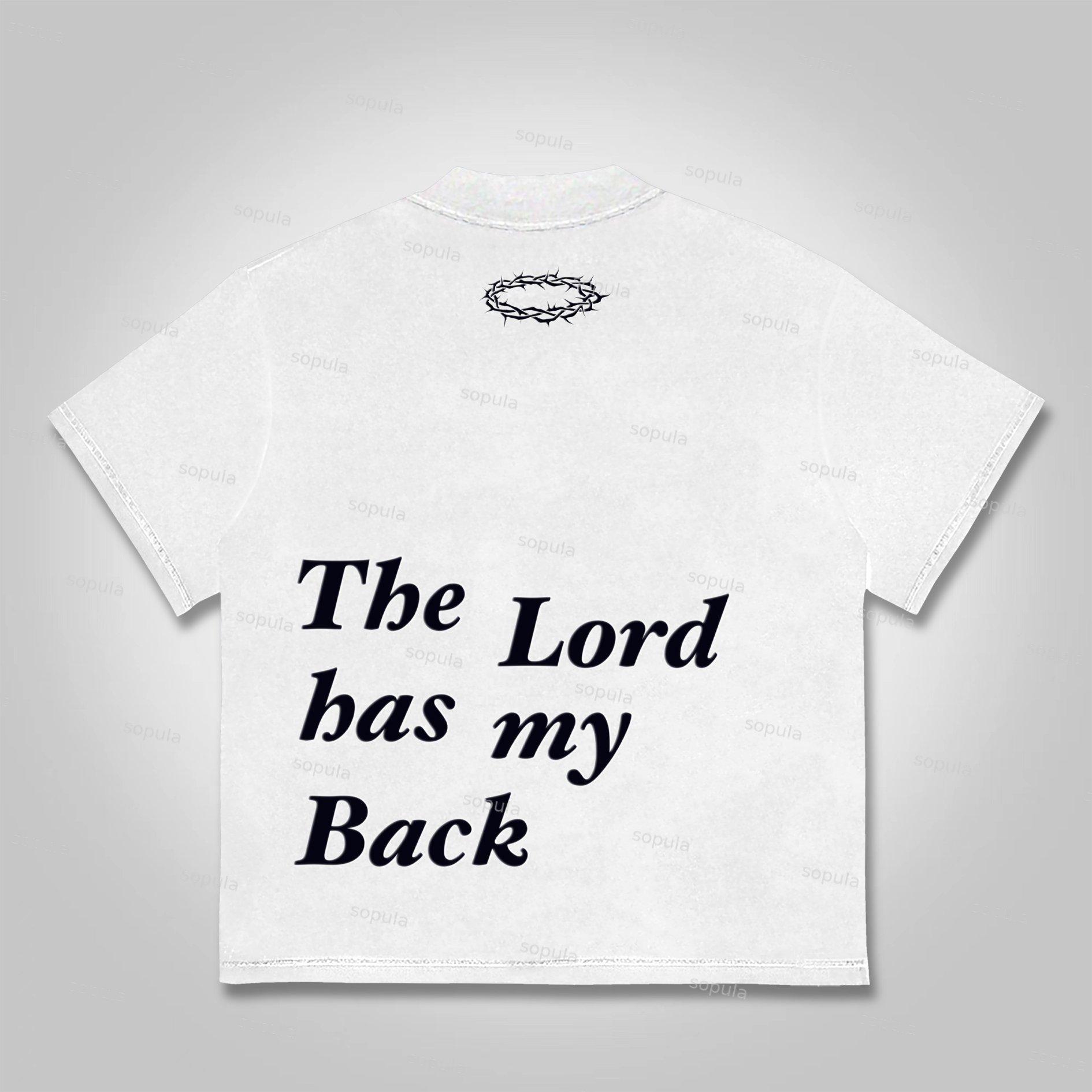Sopula The Lord Has My Back Slogan Graphic Cotton T-Shirt Product Image