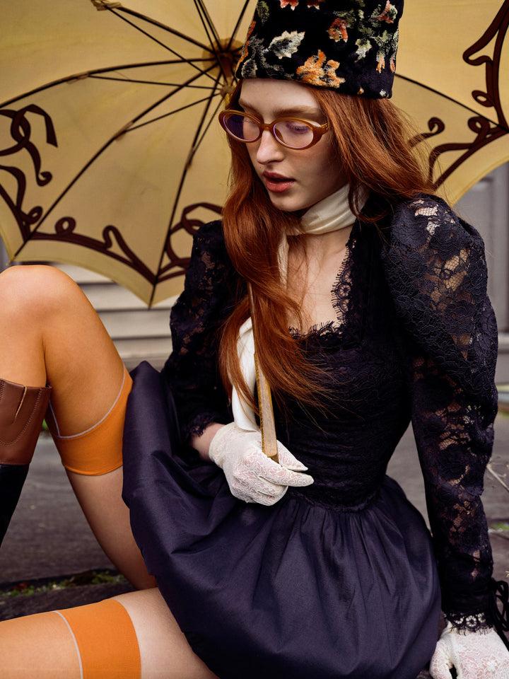 Waverly Lace Mini Dress — Black Product Image