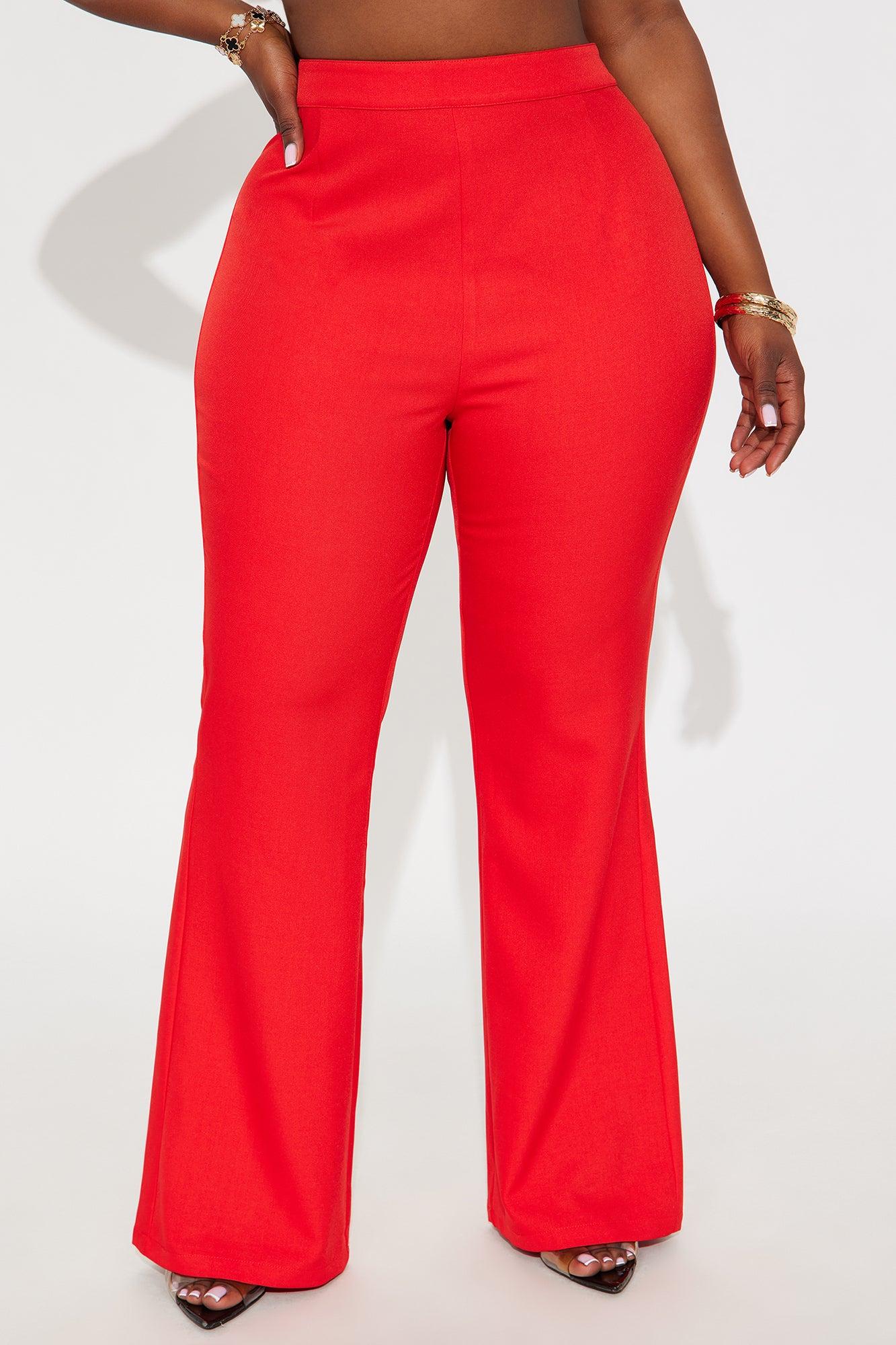 Abrina Twill Flare Pant - Red Female Product Image
