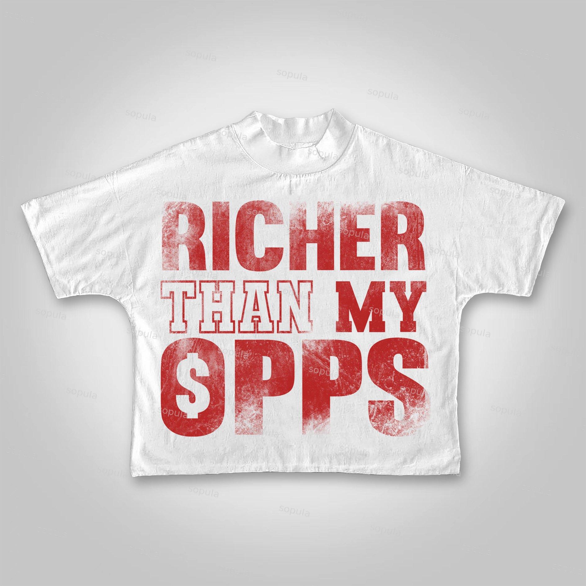 Sopula Richer Than My Opps Graphics Cropped T-shirts Product Image