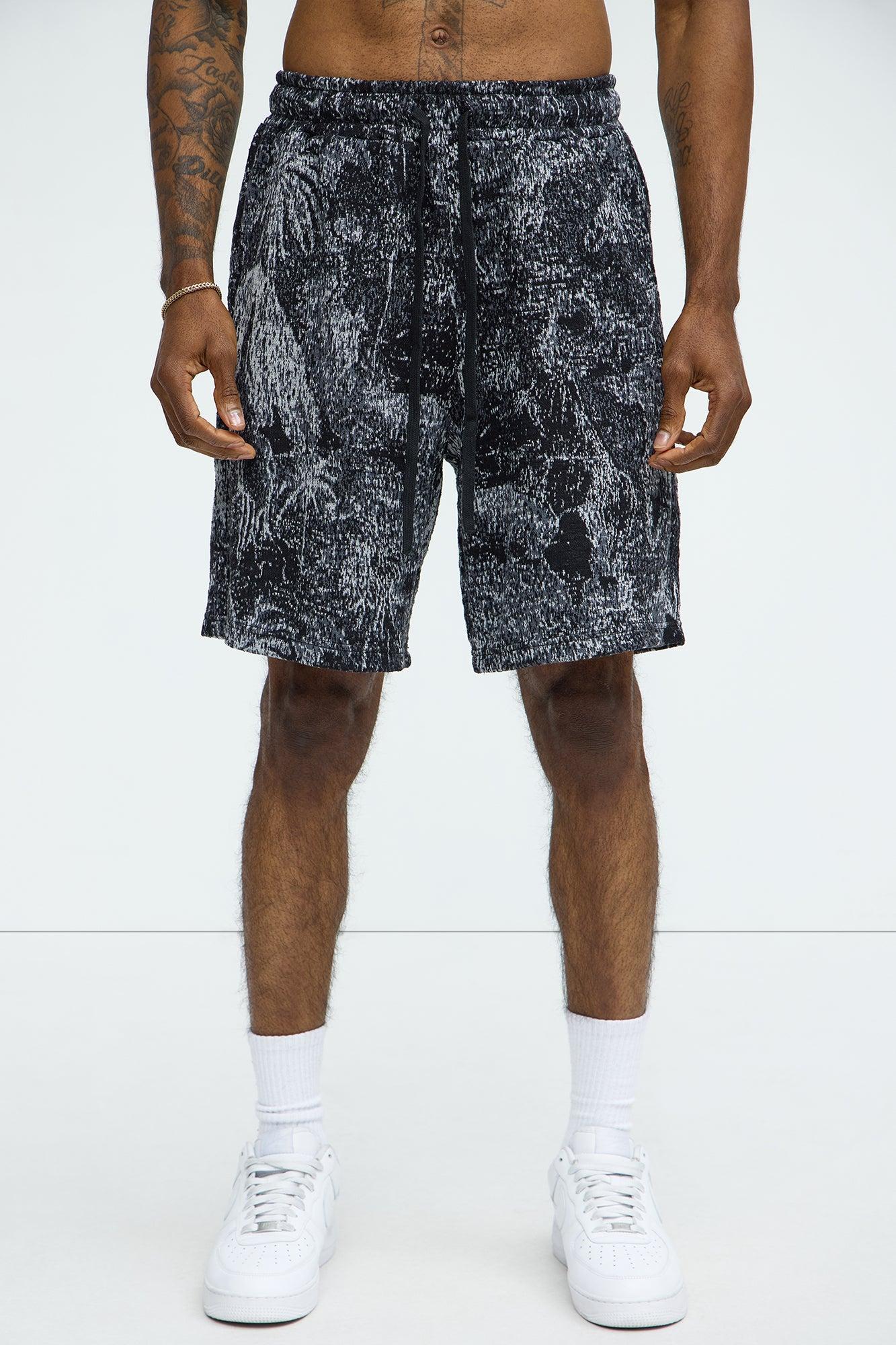 Grainy Tropics Relaxed Knit Shorts - Black/combo Product Image