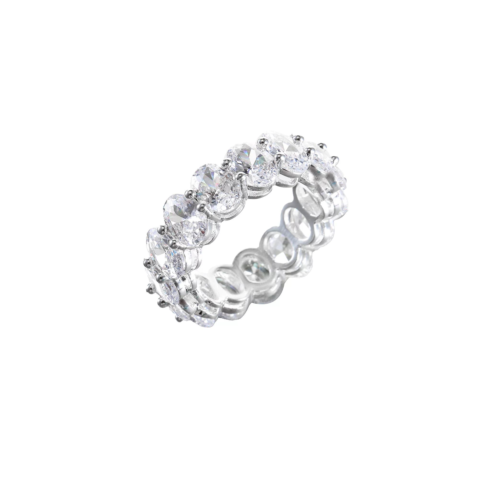 City Luxe Crystal Eternity Band Ring, Women's, Size: 8, April Silver Tone Product Image