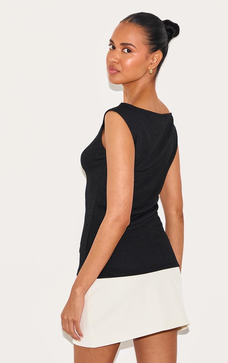  Black Textured Rib Bardot Long Top Product Image