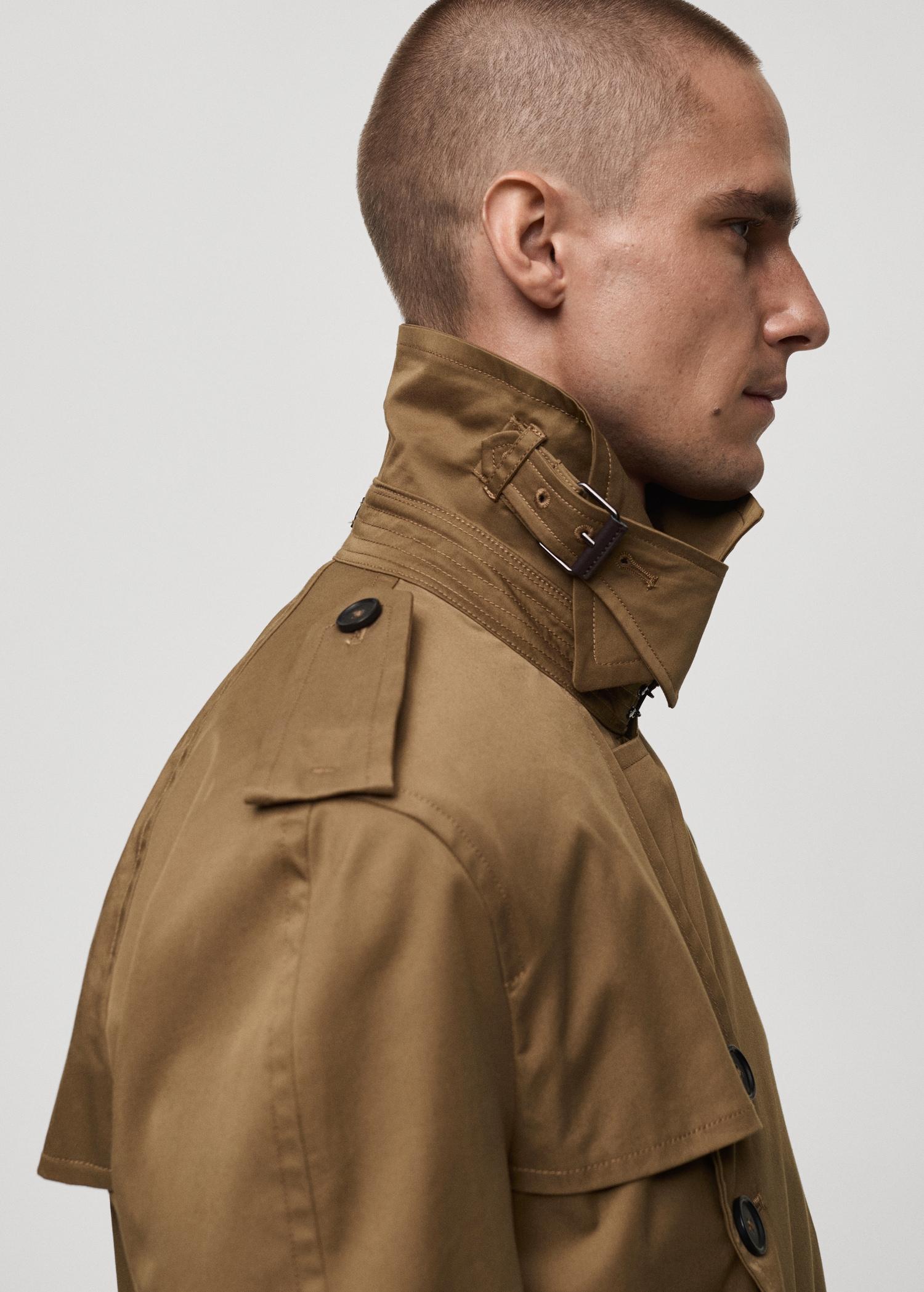Water-repellent belted trench coat - Men | MANGO USA Product Image