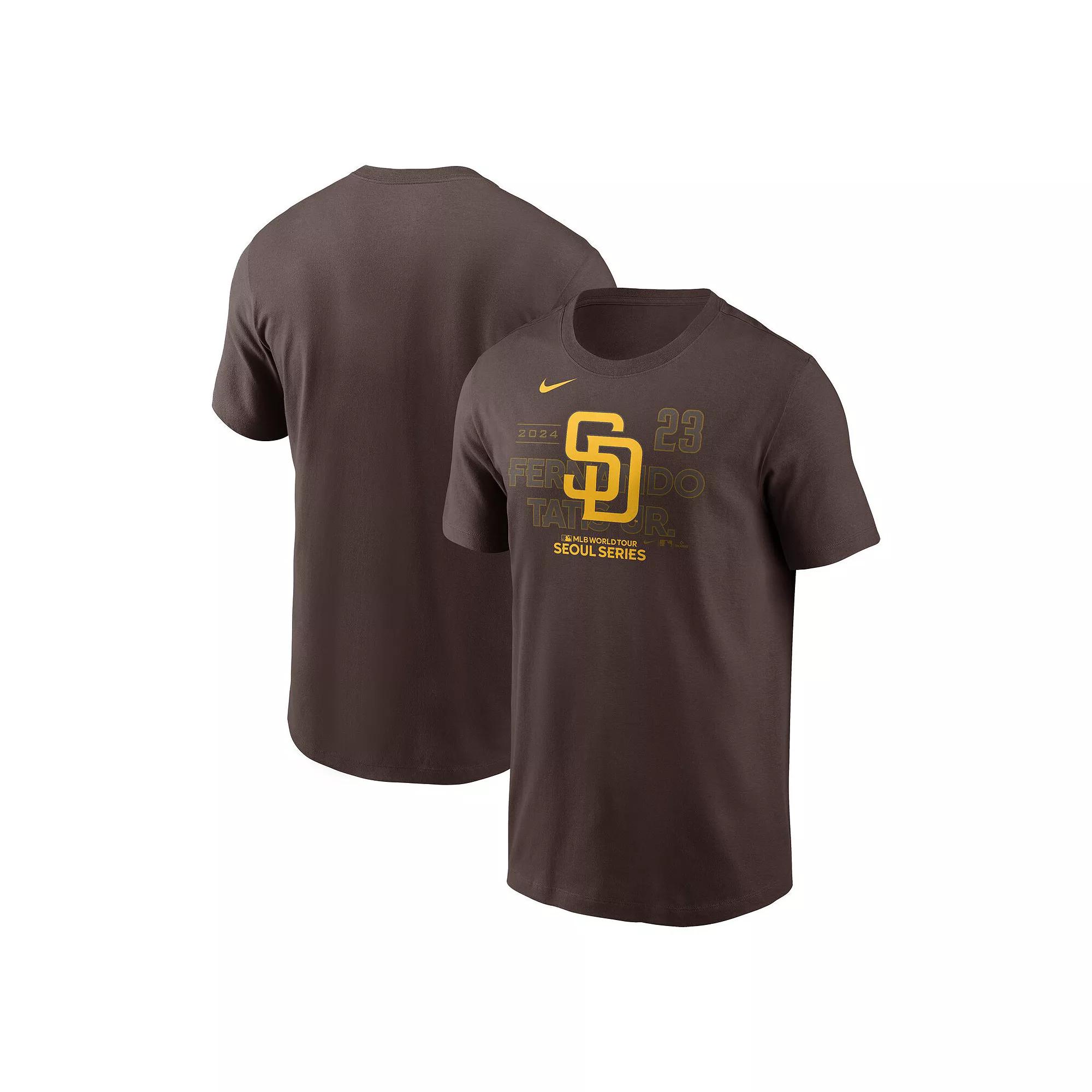 Men's Nike Fernando Tatis Jr. Brown San Diego Padres 2024 MLB World Tour Seoul Series Player Name & Number Event Stack T-Shirt,  Product Image