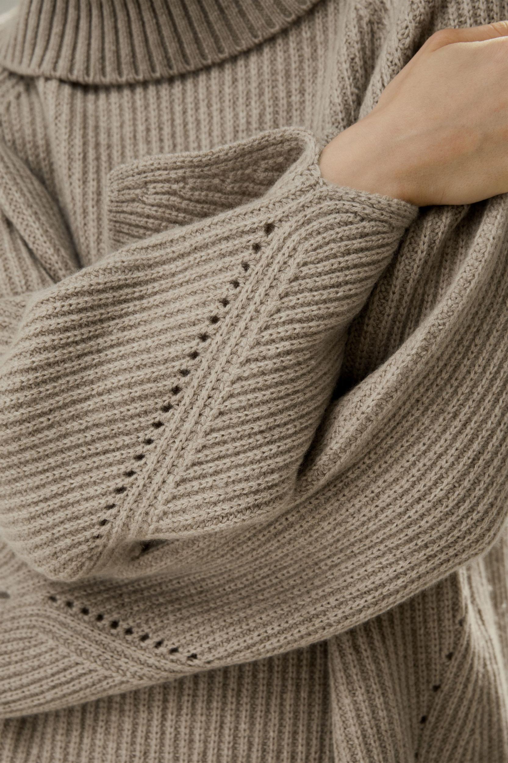 Oversized Merino Wool Sweater with Slit Sleeves Product Image