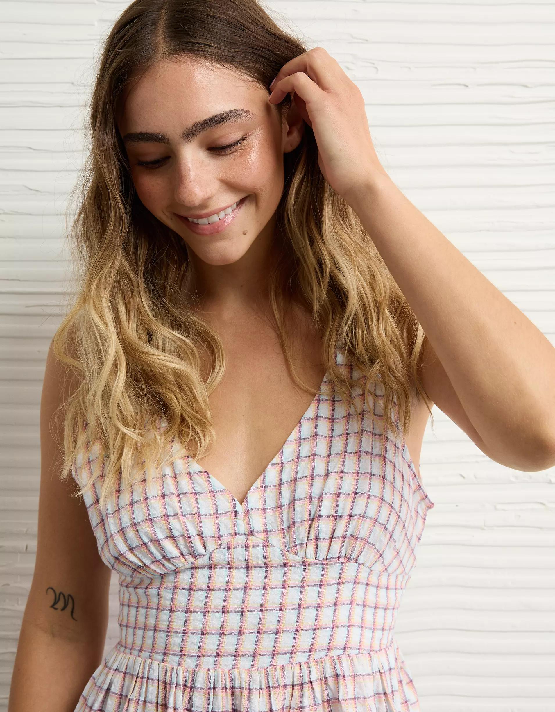 AE V-Neck Scalloped Mini Dress Product Image