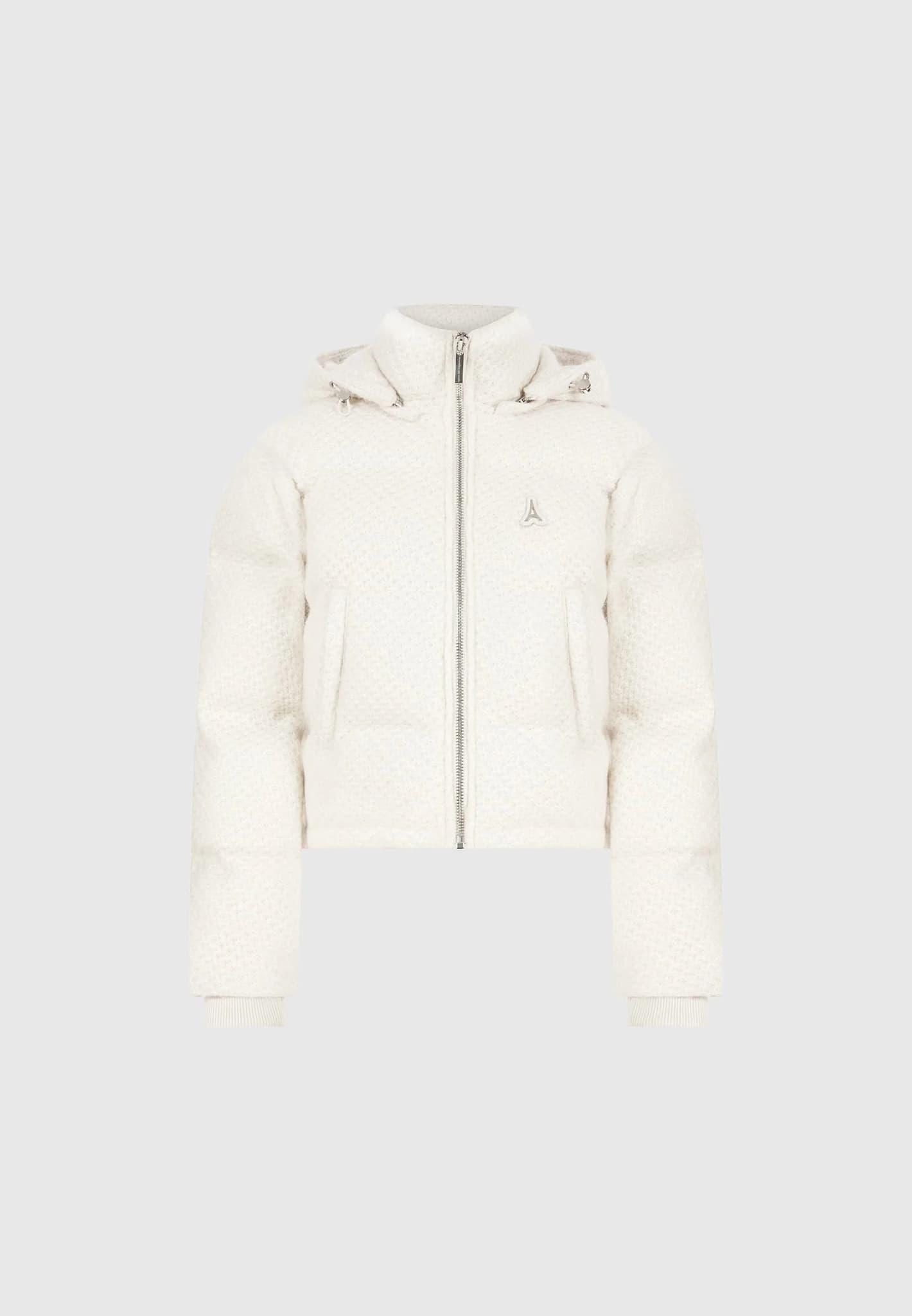 Textured Knit Puffer Jacket - Cream Female Product Image