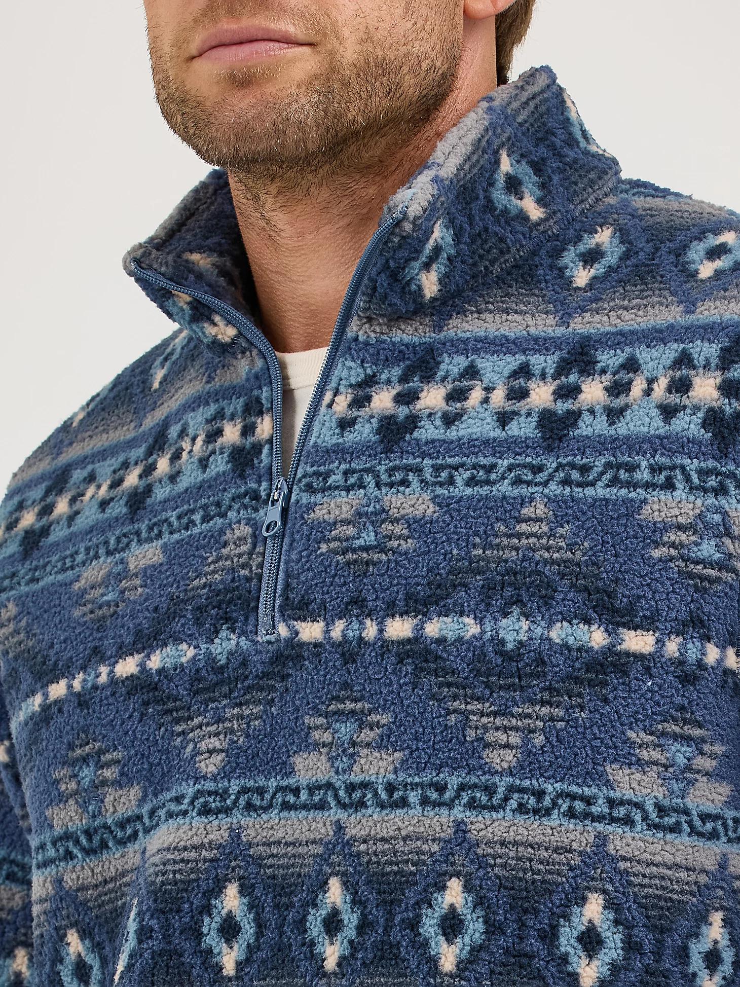 Men's Wrangler® Heavyweight Quarter-Zip Sherpa Pullover in Vintage Indigo Product Image