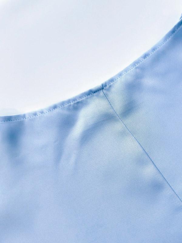 Loose Solid Color Split-Joint Boat Neck Long Sleeves Blouse & Shirt + Skirt Two Pieces Set Product Image