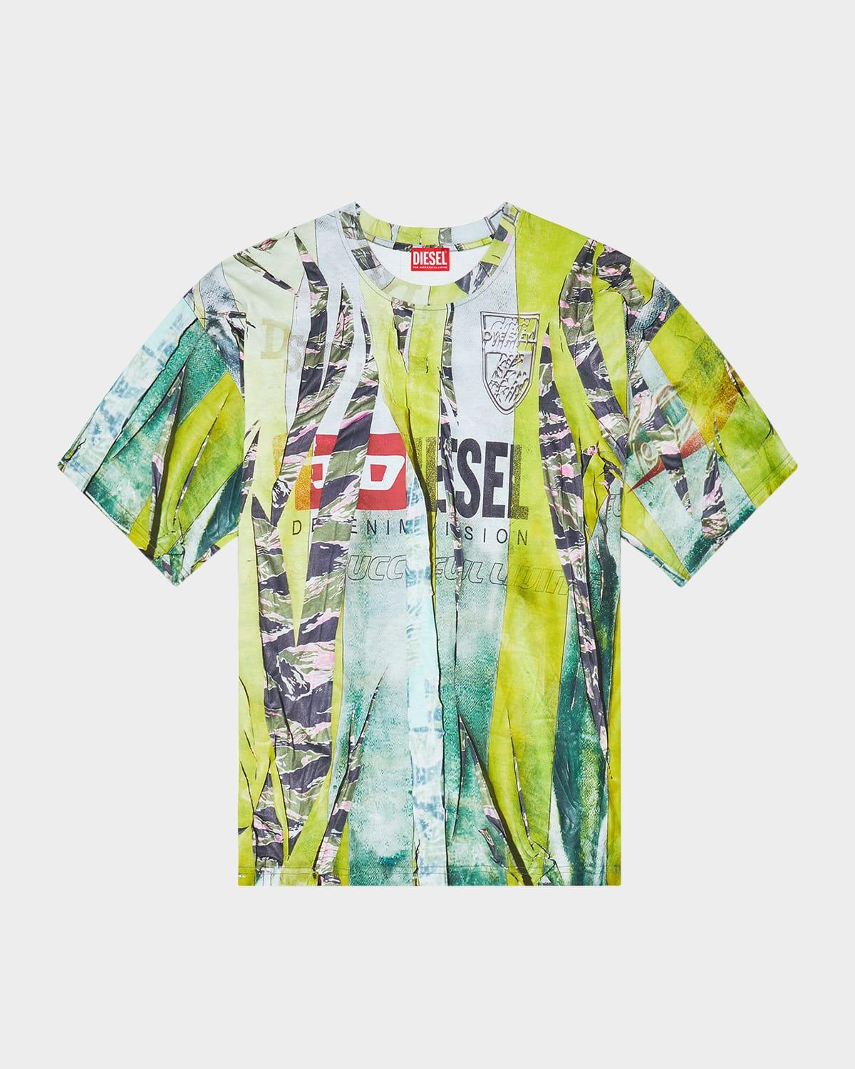 Mens T-Shirt with Trompe Loeil Print Product Image