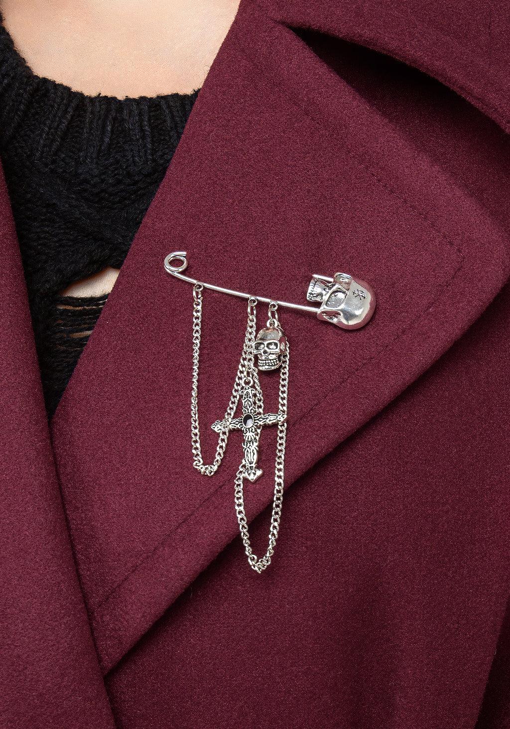 Meltdown Oversized Coat with Brooch - Red Product Image