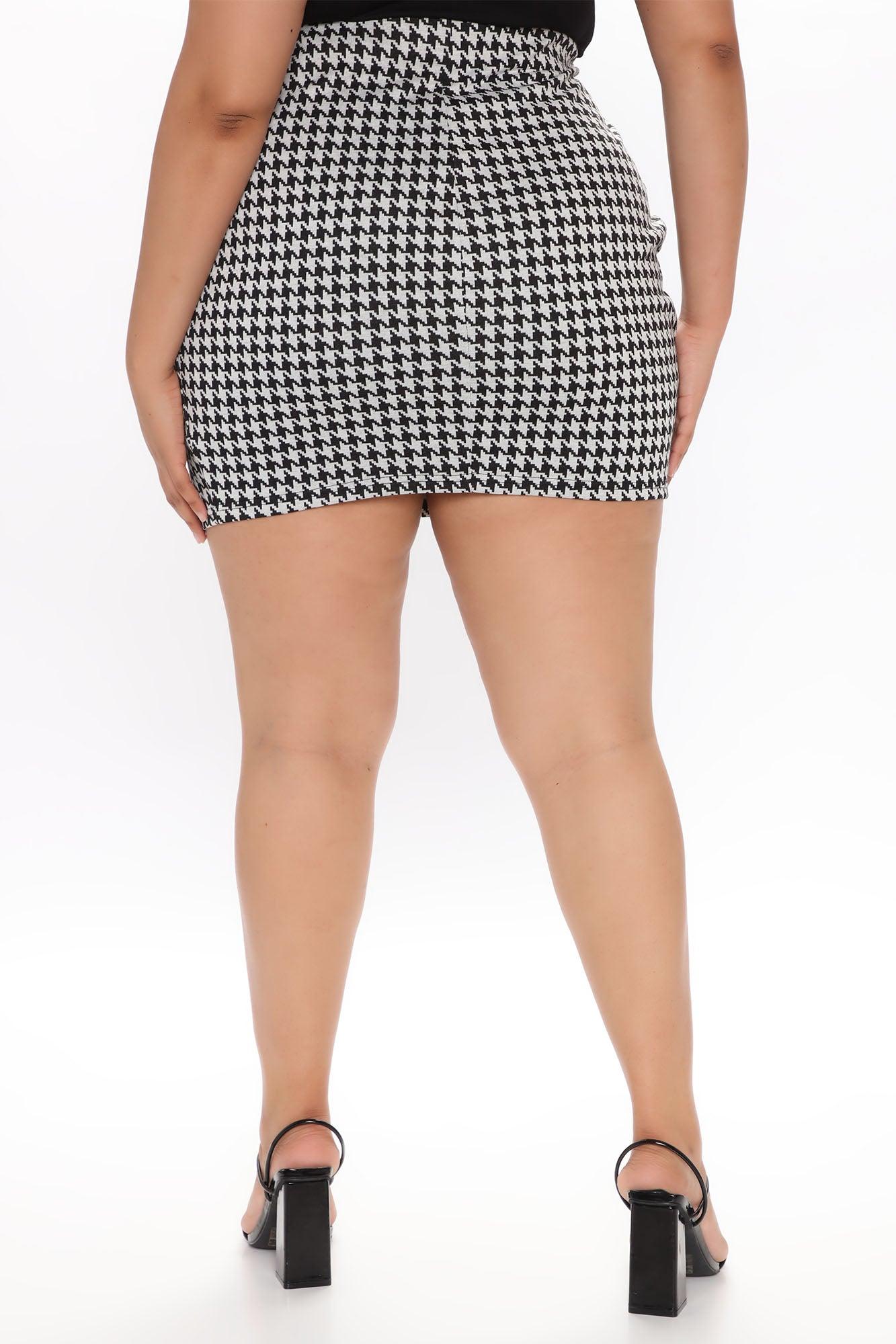Flame In Your Heart Houndstooth Mini Skirt - Black/Grey Product Image