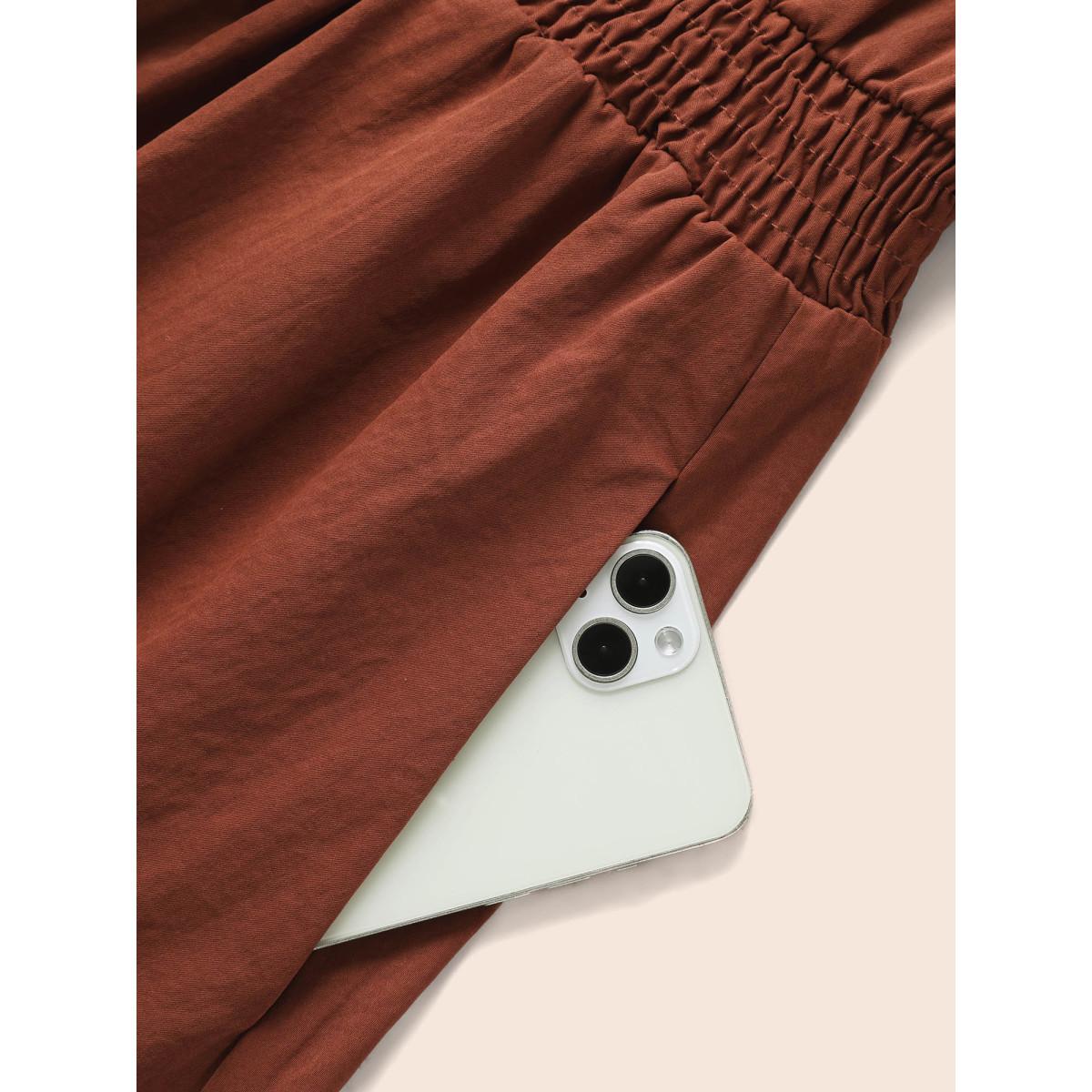 Plus Size Floral Burnout Stretchy Waist Midi Dress Rust Women Resort Cut-Out Round Neck Short sleeve Curvy BloomChic 26/4X Product Image