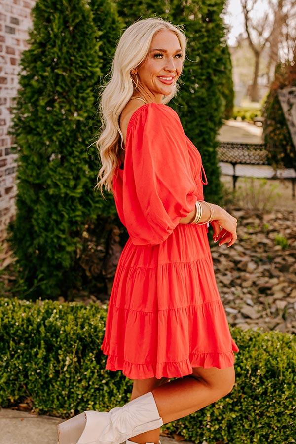 Whispering Muse Smocked Mini Dress In Red Product Image